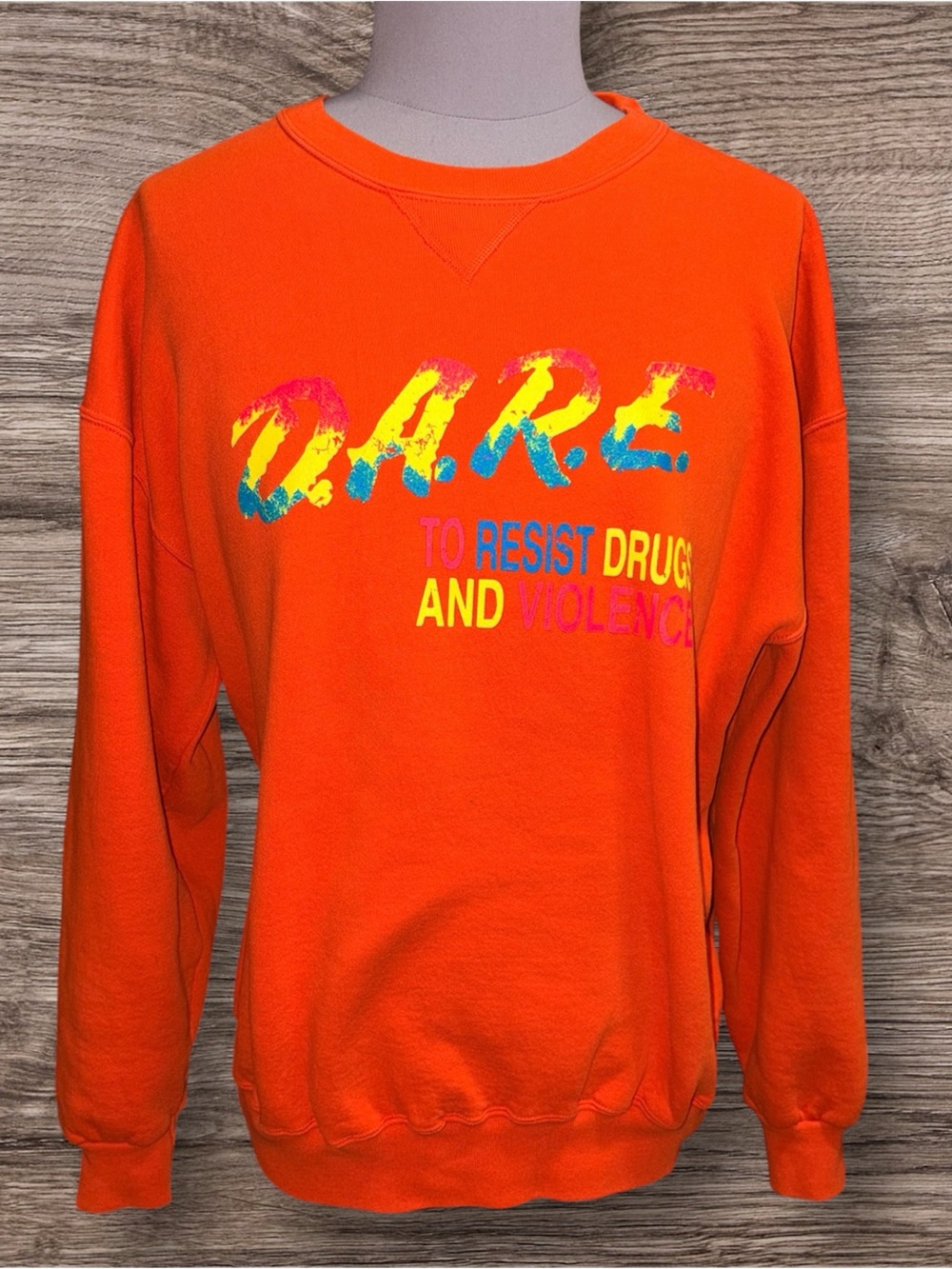Russell Athletic Bright Orange D.A.R.E. Graphic Crewneck Sweatshirt